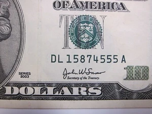 2003 $10 Uncirculated FRN #DL15874555 *Seq option available - Picture 1 of 7
