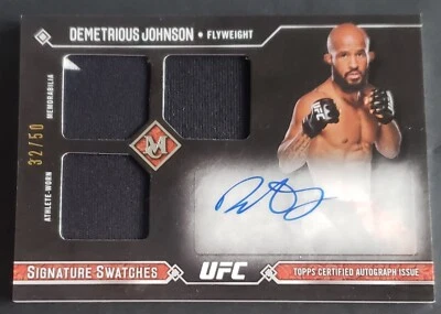 2017 TOPPS UFC MUSEUM COLLECTION DEMETRIOUS JOHNSON AUTO TRIPLE RELIC SP #32/50 - Image 1 of 2