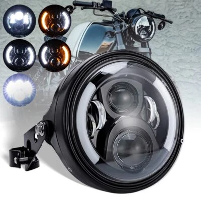Faro LED de 7" para Harley Suzuki Honda con carcasa canastilla soportes de boca Foto 1 de 4