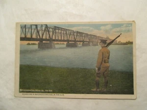 Guarding a Railroad bridge in the US Military Postcard - Picture 1 of 2