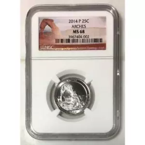 2014 Arches Quarter NGC MS68 ***Rev Tye's Coin Stache*** #4002115 - Foto 1 di 4