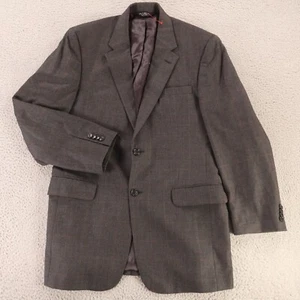 Prince of Wales Check Jacket M Gray Red Glen Plaid Wool Cashmere Sport Coat 40L - Picture 1 of 16