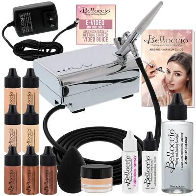 Belloccio AIRBRUSH Fair FOUNDATION MAKEUP SYSTEM Compressor Blush Bronzer Kit - Image 1 of 4