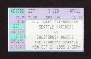 1995 A.L. West Tie-Breaker MARINERS CLINCH 1st PLAYOFF Angels 10/2 Ticket Stub - Picture 1 of 12