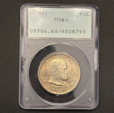 1922 Grant Commemorative Half Dollar — PCGS MS60 Rattler 🔥 Gold Toned Surfaces - Image 1 of 4