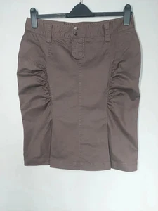 Firetrap Bleistiftrock Größe 14 braun Stretch Baumwolle vorne Raffung Taschen - Bild 1 von 8