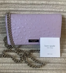Kate Spade Lilac Leather Crossbody Bag Wallet Silver Chain Strap - Picture 1 of 8