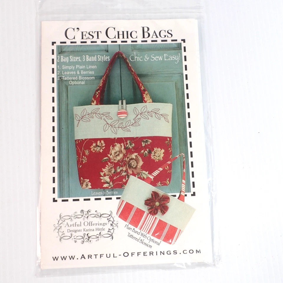 Sew Easy Artful Offerings C'est Chic Purses Bags Sewing 2009 Pattern Uncut - Image 1 of 2