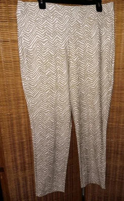 Chico's Travelers Pull On Knit Pants Sz.2R (L) Beige/white Zebra Tapered Leg  - Image 1 of 4