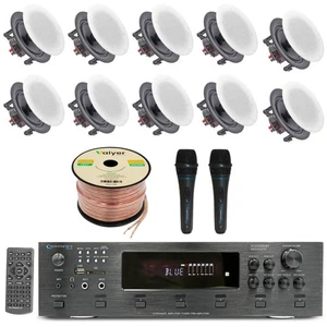 Kit de audio para el hogar amplificador Bluetooth con 10 CANTIDADES de altavoz de techo sin marco de 5,25" - Imagen 1 de 10