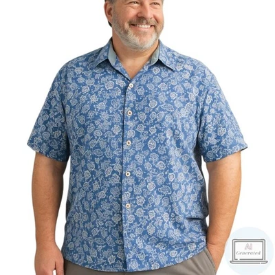 Nat Nast Mens Silk Hawaiian Shirt Blue Floral Short Sleeve Button Size XL - Image 1 of 4