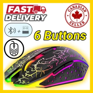 Optical RGB 2.4G Wireless Bluetooth 5.2 Dual-Mode Silent Gaming Mouse 6-Button - Afbeelding 1 van 6