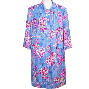 Amanda Smith Dress Coat Women 20W Blue Pink Floral Jackie Career Pastel  NWT - Picture 1 of 12
