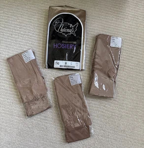 National’s Guaranteed Hosiery 7742 Beige Knee High Stockings Sz L 3 Pair NOS - Picture 1 of 5