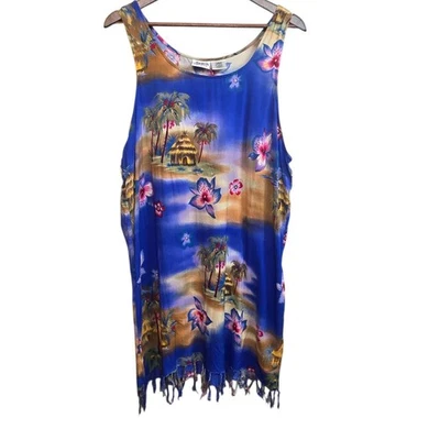 Beach Cabana Feminino 1X Vestido Regata Floral Palmeira Tropical Cobertura Plus Size - Imagem 1 de 4