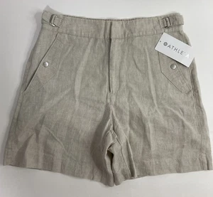 NWT Athleta Voyager Womens Size 12 Adjustable Waist Beige Linen Shorts Old Money - Foto 1 di 12