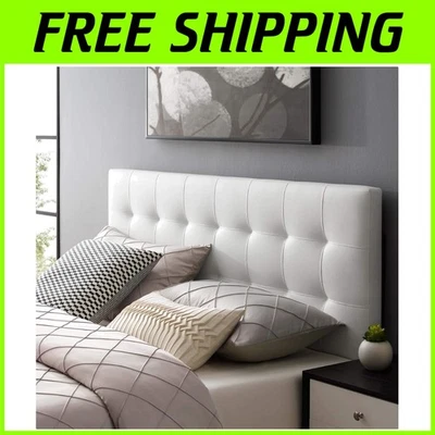 Lily Tufted Vegan Leather King Headboard in Elegant White - Adjustable Height - Image 1 of 4