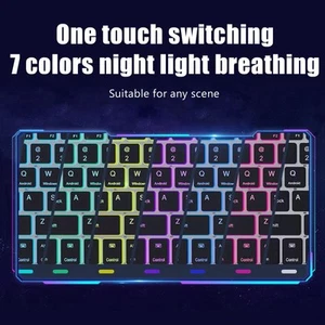 BT Keyboard Mouse Combo 7 Colours Night Light Wireless Keyboard Mouse Bundle FY - Afbeelding 1 van 23