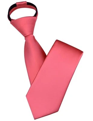 Branduce 3.15" (8cm) Hombres Corbata de Satén Sólido Pre-atada Cremallera Ajustable Coral Foto 1 de 4