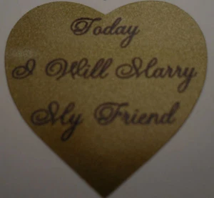 Marry My Friend Gold Heart Sticker Decal Wedding BRIDAL Made In USA #D160G - Picture 1 of 1