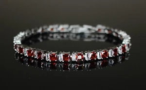 4mm Ruby Red Sapphire Crystal Tennis Bracelet VVS1 - Picture 1 of 6