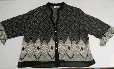 Blusa Danny & Nicole Botón Frontal Mujer Talla Grande 26W Gasa Manga 3/4  Foto 1 de 4