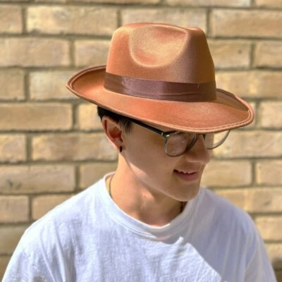 Sombrero de Gángster Marrón Adulto Años 20 Vestido Elegante Trilby Al Capone Gatsby Disfraz Foto 1 de 2