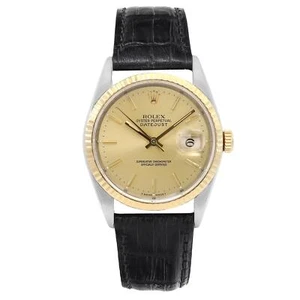 Rolex Datejust 36mm 18K Gold Steel Champagne Dial Men's Watch 16233 - Picture 1 of 10