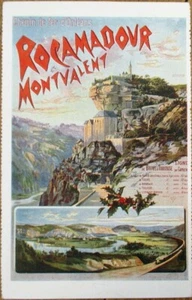 Rocamadour et Montvalent 1910 Französisches Plakat Kunst Eisenbahn Werbung Postkarte - Bild 1 von 1