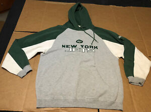 NFL NY JETS  Sweatshirt Hoodie Pullover - Reebok - Gray, Green, White -  Size M