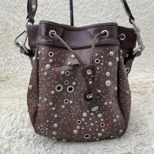 ETRO Shoulder Bag Drawstring Paisley Pattern Brown Women Preowned From Japan 