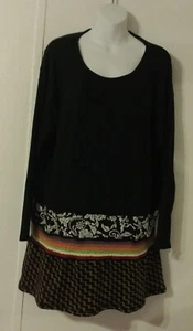 Simon Chang Boiled Shimmer Black Crochet Detail .  Big Rare Tunic Sz XL  - Picture 1 of 10