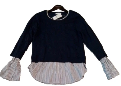 Blusa suéter mediana New York & Company para mujer combinación manga larga nueva con etiquetas Foto 1 de 4