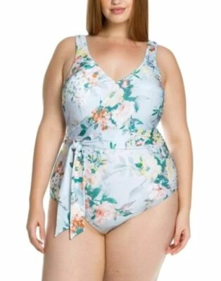 BECCA ETC Plus Size Femme Flora Wrap One-Piece, Multicolor, OX(14-16). - Image 1 of 2