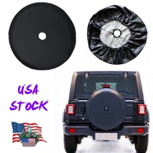 17" Spare Tire Wheel Cover Black Leather Camera Hole for Jeep Wrangler 255/70R18 - Picture 1 of 12