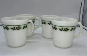 SET OF 4 - VTG. Corning Corelle Holly Days Coffee Cups Mugs - Picture 1 of 6