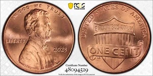 2023 Extra "V" Lincoln Cent Penny Graded by PCGS MS66RD Rare VDB-V Error+++ - Picture 1 of 3