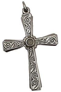 Vintage 1989 925 Sterling Silver hallmarked Celtic Cross Pendant 2.6g Religious - Bild 1 von 12