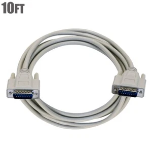 10 Fuß DB15 D-SUB 15-Pin Stecker auf Stecker Kabel geformt gerade beige - Bild 1 von 2