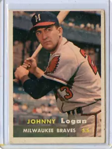 1957 Topps Johnny Logan Milwaukee Braves #4 βοΈπ₯π― VGEX+ - Foto 1 di 2