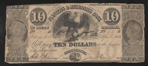 BANCONOTA OBSOLETA CHARLESTON SOUTH CAROLINA 1850 $10 FIORIERE E MECCANICI SC 57 - Foto 1 di 2
