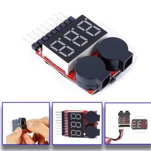 1-4X RC Lipo Battery Low Voltage Alarm 1S-8S Buzzer Indicator Checker Tester LED - Picture 1 of 15