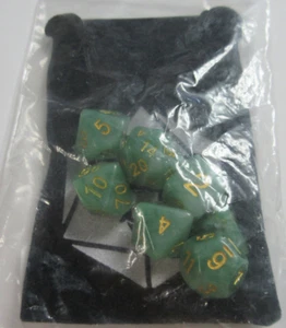 Polyhedral 7 piece Dice Set with Bag - Jade Green - Picture 1 of 2