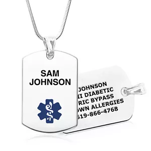 Divoti Custom Engraved Medical Alert ID Necklace for Men & Women – Adjustable - Picture 1 of 15