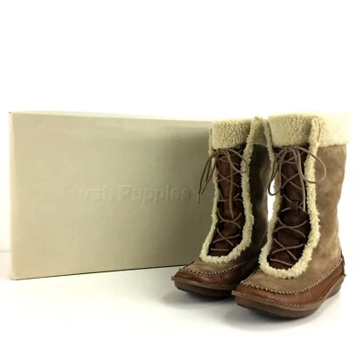 Botas de invierno Hush Puppies de cuero con cordones H503761 - para mujer talla 8M - marrón Foto 1 de 4