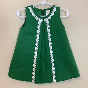 Gymboree Girls 12-18 months Dress Sleeveless Shift Green White Retro Classic