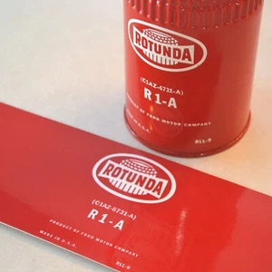 1961-1966 Ford Rotunda R1-A Oil Filter Decal, Red Sticker, 1962 1963 1964 1965 - Picture 1 of 4