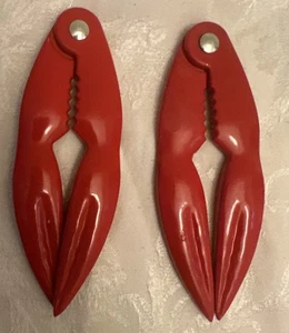 Metal Lobster & Crab Claw Cracker Seafood Red Set Of 2 Vintage - Picture 1 of 3