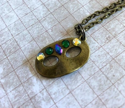 Mardi Gras Masquerade Mask Pendant Necklace Fat Tuesday Carnival Season Bronze - Image 1 of 4