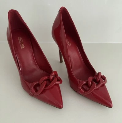 MICHAEL KORS Scarlett Chain Link Leather Pump red Size 6 - Image 1 of 4